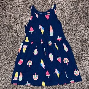 Carter's Blue Dress with Unicorn and Ice Cream Print